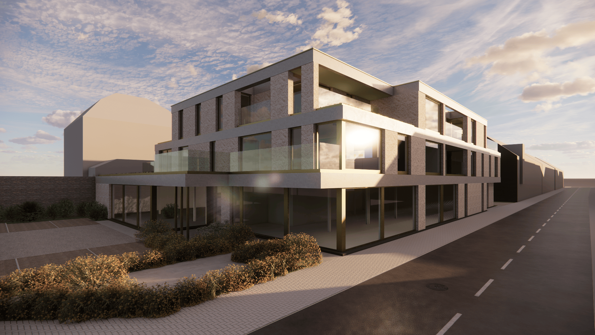 Nieuwbouw 7 appartementen en 2 handelsruimtes, Melle